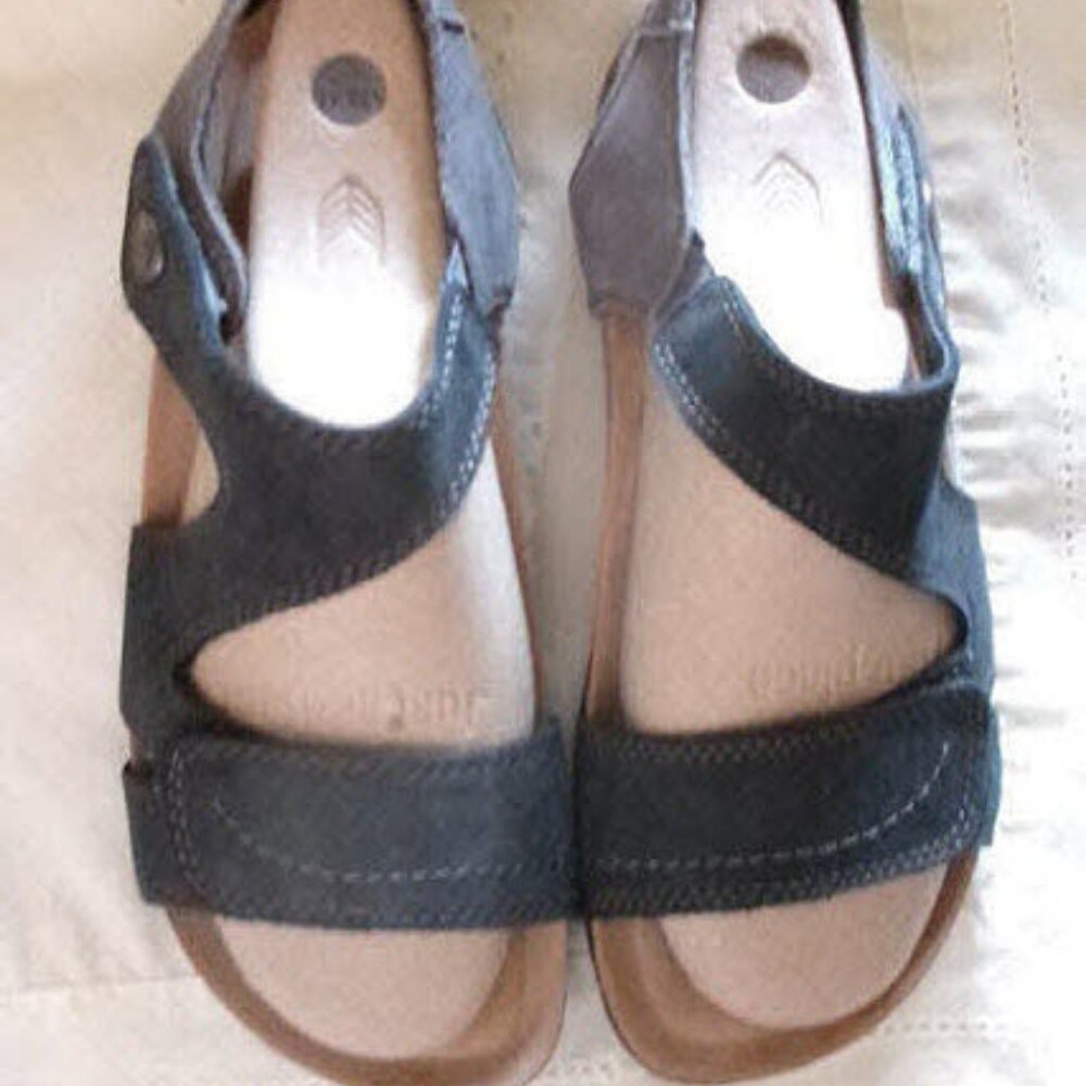 8.5M Earth Origins Nubuck Adjustable Sandal ~ black/gray ~ Orono Falco